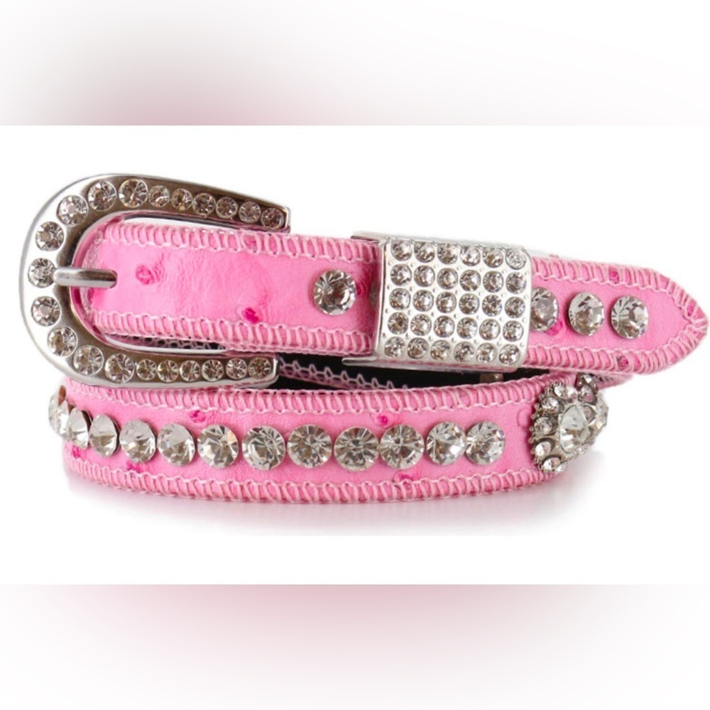 Shyanne Countrywear Girl's Ostrich Print Rhinestone Belt Size 24